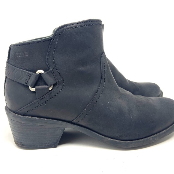 TEVA 'Foxy' Black Leather Side Zip Ankle Boots Western Booties Size 9 - Picture 6 of 8